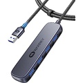 USB Hub 3.0, WARRKY Multi USB Port Splitter 3FT【Super Speed, Braided Cable】 4-Port Extender Compatible for Playstation, Xbox, PC, Laptop, Mac, Desktop. Grey