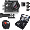 REMALI CaptureCam 4K Ultra HD and 12MP Waterproof Sports Action Camera Kit with Carrying Case, 3 Batteries, Dual Battery Charger, 2” LCD Screen, WiFi, Remote Control, and 21 Mounts