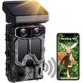 VOOPEAK Solar Powered Trail Camera WiFi 4K 30FPS 60MP Dual Lens Wildlife Camera with Night Vision Motion Activated Hunting Game Camera for Wildlife Monitoring