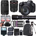 Canon EOS R6 Mark II Mirrorless Camera with RF 24-105mm f/4 L is USM Lens EF 75-300mm f/4L III Lens+500mm f/8 Preset Telephoto Lens+case+256Memory Cards (24PC)