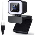 Dericam Dricam HD 1080p Webcam with Ring Light,Web Camera with Microphone for Desktop or Laptop,Plug & Play USB Computer Camera for Streaming,Video Calling,Conferencing,Gaming