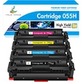 TRUE IMAGE Compatible Toner Cartridge Replacement for Canon 055H 055 High Capacity Canon Color ImageCLASS MF743Cdw MF741Cdw MF746Cdw MF743 Printer Toner with Chip (Black Cyan Magen
