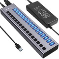Powered USB Hub - ACASIS 16 Ports 90W USB 3.0 Data Hub, Individual On/Off Switches, 12V/7.5A Power Adapter, 5Gbps High Speed, USB 3.0 Splitter for Laptop, PC, Computer, Mobile HDD,