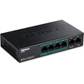 TRENDnet 6-Port Fast Ethernet PoE+ Switch, 4 x Fast Ethernet PoE Ports, 2 x Fast Ethernet Ports, 60W PoE Budget, 1.2 Gbps Switch Capacity, Metal, Lifetime Protection, Black, TPE-S5