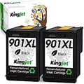 Kingjet Remanufactured 901 Ink Cartridge Black Replacement for HP 901 XL 901XL Work for Officejet 4500 J4500 J4524 J4540 J4550 J4580 J4624 J4640 J4660 J4680 J4680C Printer, 2 Pack