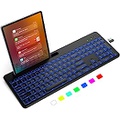 SABLUTE Wireless Keyboard, Dual Mode(Bluetooth, 2.4GHz), Backlit, Phone Holder - Rechargeable Multi-Device Keyboard with Light Up Silent Keys - Slim Full Size for MacBook, PC, Lapt