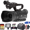 JVC GY-HM180 Ultra HD 4K Camcorder with HD-SDI (GY-HM180U) with Padded Case, LED Light, 64GB Memory Card and More Base Bundle