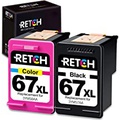 RETCH Remanufactured Ink Cartridges Replacement for HP 67XL 67 XL Black/Color Combo Pack, for HP Deskjet Plus 2700 2722 2755 2755e 4100 4152 4152e 4155 4155e Envy Pro 6000 6055 605