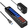 Powered USB 3.0 Hub, Atolla USB 3.0 Data Hub 11 Ports - 7 USB 3.0 Data Ports + 4 Smart Charging Port with Individual On/Off Switches and 12V/4A Power Adapter USB Hub 3.0 Splitter