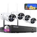 [3MP HD,Audio] SMONET WiFi Security Camera System,2TB Hard Drive,8CH Home Surveillance NVR Kit,4 Packs Outdoor Indoor IP Cameras Set,IP66 Waterproof,Free Phone APP,Night Vision,24/