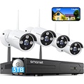 [5MP HD,Audio] SMONET WiFi Security Camera System,3TB Hard Drive,8CH Home Surveillance DVR Kits,4 Packs Outdoor Indoor IP Cameras Set,IP66 Waterproof,Free Phone APP,Night Vision,24