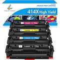 TRUE IMAGE Compatible Toner Cartridge Replacement for HP 414X W2020X 414A HP Color Pro MFP M479fdw M454dw M454dn M479fdn Printer Toner High Yield (Black Cyan Yellow Magenta, 4-Pack