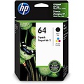 Original HP 64 Black/Tri-color Ink Cartridges (2-pack) Works with HP ENVY Inspire 7950e; ENVY Photo 6200, 7100, 7800; Tango Series Eligible for Instant Ink X4D92AN