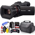 Panasonic HC-X1500 4K Professional Camcorder with 24x Optical Zoom, WiFi HD Live Streaming W/Soft Case + Sandisk Extreme Pro 64GB Card + Clean and Care Set + More - Starter Bundle