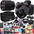 Sony a7III Full Frame Mirrorless Camera with FE 28-70mm F3.5-5.6 OSS Lens Kit ILCE-7M3K/B Bundle with Telephoto and Wide-Angle Lens Set, 2X 64GB Memory Cards, Deco Gear Bag and Acc
