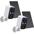 FOAOOD Security Cameras Wireless Outdoor with Solar Panel Cameras for Home Security, Home Camera with Color Night Vision, PIR Human Detection, 2-Way Talk, IP66 Waterproof (2Packs-W