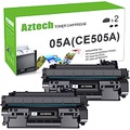 Aztech Compatible Toner Cartridge Replacement for HP CE505A 05A HP P2035 P2035N P2055DN 2055DN 2035N P2030 P2050 P2055D P2055X 2055D 2055X Printer (Black 2-Pack)