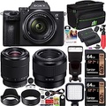 Sony ILCE-7M3K/B a7III Full Frame Mirrorless Camera with 2 Lens Kit SEL2870 FE 28-70 mm F3.5-5.6 OSS + SEL50F18F FE 50mm F1.8 Bundle with 2X 64GB Memory, Deco Gear Case and Accesso