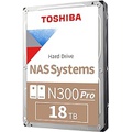 Toshiba N300 PRO 18TB Large-Sized Business NAS (up to 24 bays) 3.5-Inch Internal Hard Drive - Up to 300 TB/year Workload Rate CMR SATA 6 GB/s 7200 RPM 512 MB Cache - HDWG51JXZSTB