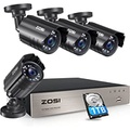 ZOSI 1080P Security Camera System with 1TB Hard Drive,H.265+ 8CH 5MP Lite HD TVI Video DVR Recorder with 4X HD 1920TVL 1080P Indoor Outdoor Weatherproof CCTV Cameras,Motion Alert,R