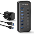 IDSONIX SMART INTERACTIVE Powered USB Hub, iDsonix 7-Port USB Hub 3.0 with Individual Switches, USB Splitter 5Gbps High Speed Transfer BC1.2 (5V2.4A) Fast Charge USB Multiport for Laptop, PC, ipad