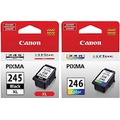 Canon PG-245 XL High Capacity Black Ink Cartridge (8278B001) + Canon CL-246 Color Ink Cartridge (8281B001)