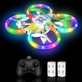 Tech rc Drone for Kids, LED Remote Control Drones Quadcopters for beginners, Headless Mode, 4-Channgel Remote Control ,3D Flips ,3 Speed , LED Light Adjustment, 2 Drone Batteries a