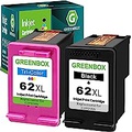 GREENBOX Remanufactured Ink Cartridge 62 Replacement for HP 62XL 62 XL for HP Envy 7640 5660 5540 5640 5642 7645 5549 Officejet 5740 5741 8040 OfficeJet 200 250 Mobile Printer (1 B