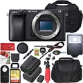 Sony a6400 4K Mirrorless Camera ILCE-6400/B Body Only with Travel Case Gadget Bag and Deco Gear Deluxe Cleaning Kit Extra Battery Remote & Flash Bundle