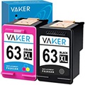 VAKER Remanufactured Ink Cartridge Replacement for HP 63 63XL Combo Pack for OfficeJet 3830 5255 5258 5200 4650 4655 Envy 4520 4510 DeskJet 3631 3639 Printer (1 Black 1 Tri-Color)