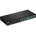 TRENDnet 8-Port Gigabit PoE+ Switch, 65W PoE Power Budget, 16Gbps Switching Capacity, IEEE 802.1p QoS, DSCP Pass-Through Support, Fanless, Wall Mountable, Lifetime Protection, Blac