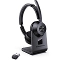 Soothielec Bluetooth Headset V5.1, Wireless Headset with Noise Canceling Microphone, 40 Hrs Work Time Office Headset with Bluetooth Dongle & Charging Base, AptX HD On-Ear Headphones with Mute