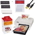 Canon SELPHY CP1300 Wireless Compact Photo Printer (White) RP-108 Color Ink Paper Set (108 Sheets of 4 x 6 Paper) + NeeGo Printer Cable + NeeGo Print Protector (100 Pack)