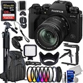 PhoenixPhoto | FUJIFILM Intl FUJIFILM X-T4 Mirrorless Camera with 18-55mm Lens Deluxe Accessory Bundle: SanDisk 128GB Extreme Pro SDXC, Lightweight 72 inch Tripod, 180° Flash Bracket, Backpack & Much More (Bla