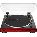 Audio-Technica AT-LP60X-RD Fully Automatic Belt-Drive Stereo Turntable, Red, Hi-Fi, 2 Speed, Dust Cover, Anti-Resonance, Die-Cast Aluminum Platter