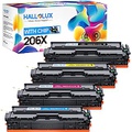 HALLOLUX 206X 206A Toner Cartridges (with Chip) for HP 206A 206X Toner Cartridge Replacement 4 Pack High Yield Compatible with Laserjet Pro MFP M283fdw M283cdw M255dw M282nw Printer (BCMY,