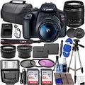 Canon EOS Rebel T7 DSLR Camera Bundle w/ Canon EF-S 18-55mm f/3.5-5.6 is II Lens + 2pc SanDisk 64GB Memory Cards, Wide Angle Lens, Telephoto Lens, 3pc Filter Kit + Accessory Kit