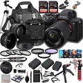 Sony a7 IV Mirrorless Digital Camera 33MP w/ 28-70mmmm Lens, 128GB Extreem Speed Memory,.43 Wide & 2X Lenses, Case. Tripod, Filters, Hood, Grip,Spare Battery & Charger, Software Ki