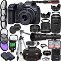 Canon EOS R7 Mirrorless Camera RF-S 18-45mm f/4.5-6.3 is STM + EF 75-300mm III + RF 50mm f/1.8 STM + 420-800mm HD Lenses + 2X 64GB Memory Cards, TTL Flash, Extra Battery, Tripod &