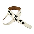 Perris 2.5 Italian Leather Guitar Strap With Music Note White/Black