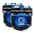 BOSS BIC-25A Angled to Straight Instrument Cable, 25 2-Pack