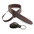 Perris Basic Leather Guitar Strap with Leather Guitar Pick Key Chain Brown 2.5 in.