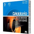 DAddario EJ11-3DPKS 80/20 Bronze Light Acoustic Guitar Strings 3-Pack with 10 Picks
