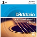 DAddario EJ16-3D Phosphor Bronze Light Acoustic Guitar Strings 3-Pack