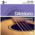 DAddario EJ26-3D 3-Pack Custom Light Acoustic Guitar Strings