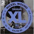 DAddario EXL116-3D Nickel Wound Medium Top/Heavy Bottom Electric Guitar Strings - 3 Sets 11 - 52