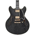 DAngelico Excel Series DC Semi-Hollow Electric Guitar With USA Seymour Duncan Humbuckers and Stopbar Tailpiece Black Dog