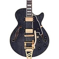 DAngelico Excel Series DC Semi-Hollow Electric Guitar With USA Seymour Duncan Humbuckers and Shield Tremolo Black Dog