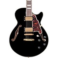 DAngelico Excel Series SS Semi-Hollow Electric Guitar With Stopbar Tailpiece Black
