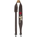Perris Garment Leather Banjo Strap With Embossed Rose Brown 2.5 in.
